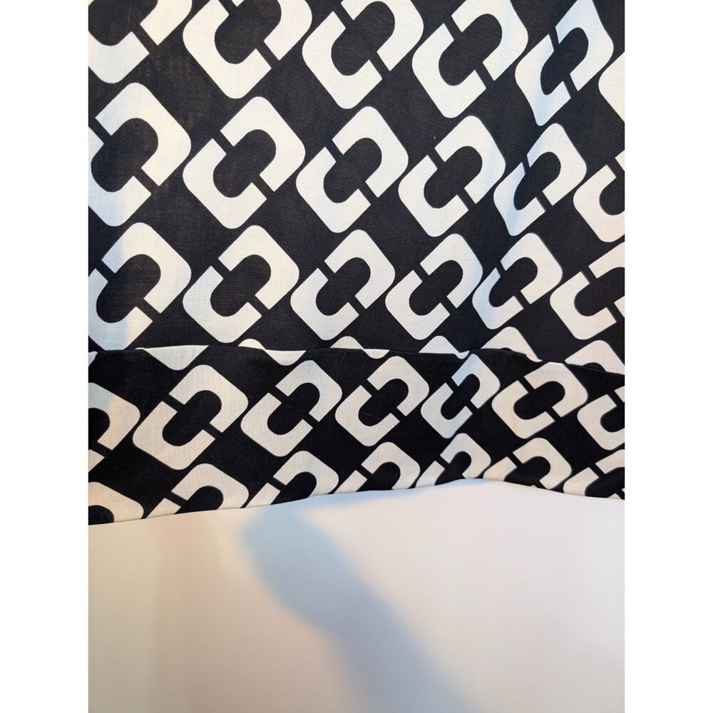 DVF Diane Von Furstenberg Reina Silk Shift Dress 8 Black Geometric Archival - Picture 5 of 6